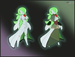 1girls alternate_outfit anthro anthrofied clothing dress female fours_(artist) gardevoir gloves hair_over_one_eye handwear hi_res mega_evolution mega_gardevoir nintendo original_character patreon pokémon_(species) pokemon pokemon_(species) pokemon_rse pussy solo source_request text video_games watermark