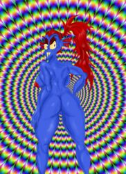 2020 backboob big_ass big_breasts female fish funkysamurai600 looking_back monster monster_girl ponytail presenting_hindquarters presenting_pussy pussy red_hair sharp_teeth shiny thick_thighs trippy_background undertale undyne voluptuous wide_hips