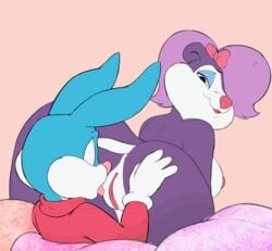 1boy 2d 2d_animation animated anthro anthro_on_anthro ass big_breasts bit-maki blue_fur bow breasts buster_bunny color cunnilingus female fifi_la_fume fluffy fluffy_tail frame_by_frame furry furry_only gif male mammal mephitid oral purple_fur pussy rabbit sex short_playtime skunk tiny_toon_adventures usnarbit warner_brothers