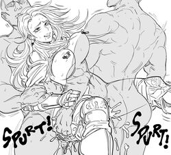 2boys anal bb_(baalbuddy) double_penetration granblue_fantasy katalina_aryze monochrome threesome vaginal_penetration