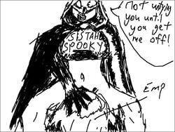 2girls artist_request elissa_megan_powers empowered empowered_(series) english_text female female_only interracial monochrome multiple_girls sistah_spooky text_on_shirt yuri