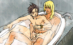 2boys apollo_justice bath bathing gyakuten_saiban handjob human klapollo klavier_gavin male male_only multiple_males reach_around shared_bathing tagme yaoi