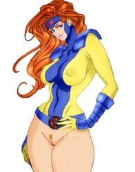 breasts daikon_(artist) female jean_grey marvel orange_hair pussy solo straight_hair tagme x-men