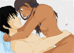 avatar_the_last_airbender calimachan cowgirl_position dark-skinned_female dark_skin female female_on_top girl_on_top gunjou_no_sora_wo_koete human interracial katara male on_top ride riding small_breasts straight straight_hair traced zuko