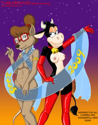 2008 2girls anthro anthro_only clarabelle_cow cow crossover disney female irma_langinstein irma_langinstein_(tmnt_1987) multiple_girls mutant nipples rat rodent teenage_mutant_ninja_turtles tmnt_1987 vkyrie wererat