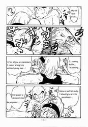 bulma_briefs bulma_briefs_(frieza_saga) comic dragon_ball dragon_ball_z female human krillin kuririn lowres male monochrome ogata_satomi straight straight_hair