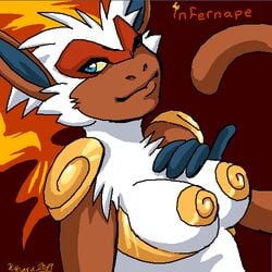 anthro breasts color female female_only infernape nude pokemon pokemon_(species) solo species_name tagme wink