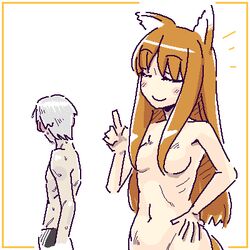 1girls 89 animated animated_gif blush holo kraft_lawrence small_breasts spice_and_wolf tagme