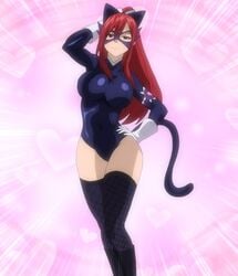 cat_ears clothed domino_mask erza_scarlet fairy_tail fairy_woman female female_only heroine looking_at_viewer mask masked masked_female posing red_hair solo solo_female superheroine tagme tail thighs