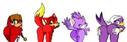 akito_yagami anthro anthro_female anthro_only archie_comics blaze_the_cat fiona_fox furry furry_female furry_only lara-le mobian_(species) sonic_(series) sonic_riders wave_the_swallow