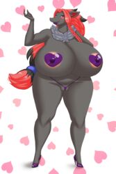 anthro bikini deadpliss fox mika(deadpliss) milf panties pasties pokemon pokemon_(species) valentine's_day zoroark