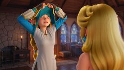 ai_generated ai_voice_acted animated bed bedroom blonde_female blonde_hair blue_eyes blush bonding boots bra breath_of_the_wild earrings elf_ears fireplace flirting gloves hotel_room kissing lesbian_kiss lingerie music nintendo panties pink_bra pink_panties pointed_ears princess princess_peach princess_zelda reluctant saliva saliva_trail shoes sitting_on_bed super_mario_bros. tagme taking_off_pants taking_off_shirt taking_off_shoes taking_off_topwear the_legend_of_zelda tongue tongue_kiss tongue_out tunic undressing video voice_acted white_bra white_panties yuri zelda_(breath_of_the_wild)