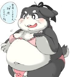 2017 4_fingers anthro asian_clothing ass balls belly biped blush bodily_fluids bra bra_pull buckteeth bulge chest_tuft clothed clothed_anthro clothed_male clothing clothing_pull crossdressing crossdressing_male detailed_bulge dialogue digital_media_(artwork) east_asian_clothing femboy fingers floppy_ears flying_sweatdrops fur genital_outline genitals gingitsune hama_(gingitsune) headgear headwear ineffective_clothing japanese_clothing japanese_text kanmuri_(headwear) lagomorph leporid lingerie lop_ears male male_anthro mammal moobs navel obese obese_anthro obese_male open_mouth overweight overweight_anthro overweight_male panties penis_outline pink_bra pink_clothing pink_panties pink_underwear rabbit reki_(artist) scut_tail short_tail simple_background skimpy solo speech_bubble sweat sweatdrop tail teeth text translation_request tuft underwear underwear_pull whiskers white_background