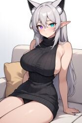 white_hair heterochromia blue_eyes purple_eyes attractive attractive_female attractive_body big_breasts busty curvy cute female female_only gigantic_breasts hot huge_breasts massive_breasts pijama pijamas seductive sexy sexy_body sexy_female thick ai_generated viciosaaattv vtuber