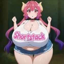ai_generated animated bouncing_breasts clothes_writing huge_breasts hyper_breasts ilulu_(dragon_maid) ilulu_(maidragon) looking_at_viewer micro_shorts miss_kobayashi's_dragon_maid pink_eyes pink_hair shorts shortstack swaying_breasts swinging_breasts tagme tank_top text_on_clothing thick_hips thick_thighs twintails video