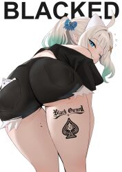 ass ass_focus black_shorts blacked blacked_female booty booty_shorts dat_ass looking_back magazine_cover mint_fantome mole_on_ass mole_on_thigh multicolored_hair pale-skinned_female pawg plain_background qos qos_tattoo queen_of_spades short_shorts shorts solo solo_female tattoo_on_thigh thighs tight_clothing tight_shorts virtual_youtuber vtuber white_background