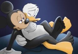 ambiguous_penetration anatid anseriform anthro avian bird black_body cuddling disney donald_duck duck duo feet foot_fetish foot_focus grinding hi_res male male/male mammal mickey_mouse mickey_mouse_&_friends mickeyryona mouse murid murine penetration rodent white_body yaoi