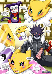 bbmbbf beelzemon big_penis blush comic digihentai digimon digimon_(species) digimon_tamers female female_fox fox heart imp impmon licking palcomix renamon renamon's_first_time seven_great_demon_lords