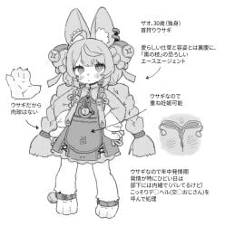 accessory ahoge anime_style anthro apron bell blush blush_lines clothed clothing cross_section description directional_arrow disembodied_hand disembodied_uterus dress ear_tuft elaborate_clothing eyelashes fallopian_tubes female greyscale hair hair_accessory hands_on_hips hoyoverse humanoid japanese_text jingle_bell jingle_bell_legband looking_at_viewer mihoyo model_sheet monochrome ovaries partially_translated paws posseposs99 rattle sex_education shortstack shortstack_female simple_background solo text thiren translation_request tuft twintails_(hairstyle) uterus white_background x-ray_view zenless_zone_zero zhao_(zenless_zone_zero)
