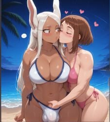 hi_res highres high_resolution high_quality self_upload patreon civitai stable_diffusion ai_generated ai_art upscaled uncensored futanari dickgirl penis busty voluptuous voluptuous_futa curvy curvy_figure balls ballsack dickgirl_focus huge_penis huge_cock cock yuckle 1girls 1girl 1futa futadom futa_on_female futa_with_female female my_hero_academia ochako_uraraka uraraka_ochako mirko rumi_usagiyama usagiyama_rumi dark_skin dark-skinned_futa interracial request requested bunny_ears silver_hair brown_hair long_hair short_hair heavy_breathing heavy_blush blush blushing beach outdoors night night_sky standing imminent_sex imminent_penetration imminent_vaginal rubbing bulge bulge_through_clothing bulge_under_clothes bikini bikini_top bikini_bottom penis_bulge motion_lines handjob hand_in_pants rubbing_penis stroking_penis stroking_cock stroking flustered wide_eyed looking_at_another looking_at_partner closed_eyes kissing kiss kissing_cheek puckered_lips plump_lips