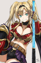 big_breasts blonde_hair breasts cleavage granblue_fantasy green_eyes looking_at_viewer zeta_(granblue_fantasy)