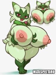 3_toes anthro areola ass big_areola big_breasts big_butt big_nipples bouncing_breasts breasts cute_fangs facial_markings fangs feet felid feline female floragato fur generation_9_pokemon genitals gloves_(marking) green_body green_fur half-closed_eyes head_markings hi_res holding_breast huge_areola huge_breasts huge_butt huge_nipples huge_thighs leg_markings looking_at_viewer mammal markings mask_(marking) matospectoru multiple_poses narrowed_eyes nintendo nipples pink_nipples pink_nose pokemon pokemon_(species) pose presenting presenting_breasts pupils red_eyes shortstack simple_background smile smug socks_(marking) solo standing teeth thick_thighs toes vulva white_background wide_hips
