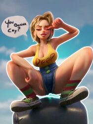 ai_assisted ai_generated animated blonde_hair ishihara_art squatting tagme video