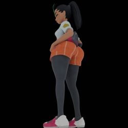 3d animated ass ass_focus bubble_ass bubble_butt clothed clothing curvy dancing dark_skin fat_ass female gif heperson hips jiggle latina loop looping_animation nemona_(pokemon) pokemon ponytail shorts twerking