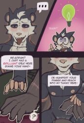 3_panel_comic absurd_res adrian_(king_slabu) american_opossum anthro belly between_pecs big_belly big_muscles big_nipples big_pecs big_penis black_body black_clothing black_fur blush bodily_fluids canid canine canis clothing comic dialogue digital_media_(artwork) domestic_dog duo ellipsis english_text erection exclamation_point fingers fur genital_fluids genitals handjob head_between_pecs hi_res huge_cock huge_pecs humanoid_genitalia humanoid_penis hyper hyper_genitalia hyper_penis king_slabu lactating larger_male leaking_precum looking_pleasured male male/male male_lactation mammal marsupial masturbation milk musclegut muscular muscular_anthro muscular_male navel nipples nolan_(king_slabu) nude open_mouth orange_eyes pecs penetration penile penile_penetration penis penis_in_penis penis_size_difference phasing phasing_through_another precum purple_eyes reverse_penetration sex size_difference small_penis smaller_male speech_bubble spirit sweat text topwear torn_clothing torn_topwear urethral urethral_penetration virginia_opossum white_body white_fur