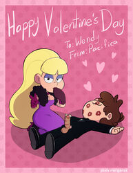 after_fellatio after_sex blonde_hair dipper_pines disney disney_channel dress eyeshadow formal fucked_silly fur_trim garabatoz gloves gravity_falls high_heels lipstick lipstick_mark lipstick_on_balls lipstick_on_penis male pacifica_northwest penis postcard smile smiling_at_viewer straight_hair tuxedo v valentine's_day young