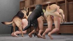 all_fours barbie_(2023) barbie_(margot_robbie) big_ass big_breasts blonde-haired_female blonde_female blonde_hair blue_eyes canine canine_genitalia canine_on_human canine_penis doggy_style domestic_dog feral feral_on_female feral_on_human feral_penetrating feral_penetrating_female feral_penetrating_human german_shepherd golden_retriever group group_sex huge_breasts human_female large_breasts light-skinned_female light_skin locker_room looking_pleasured margot_robbie mounted open_mouth orgy pleasure_face rottweiler sydney_sweeney taylor_swift tongue_out zoophilia