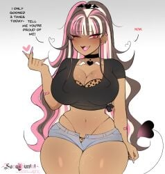 1girls absurd_res blonde_hair breasts cinnabus dark-skinned_female dark_skin english_text female female_focus female_only hime_nini_(succubunini) indie_virtual_youtuber large_breasts long_hair looking_at_viewer original pink_hair red_eyes solo succubunini succubus succubus_tail tail text thick_thighs thighs three-tone_hair virtual_youtuber white_background wide_hips