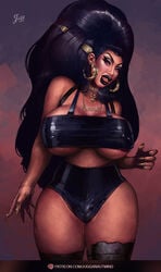 1futa areola areolae big_breasts big_hair black_hair bouffant breasts bulge clothing cock_bulge dickgirl digital_media_(artwork) erect_nipples erection eyelashes futa_only futanari hair hair_bigger_than_head hi_res high_waisted_pants highres huge_breasts huge_hair human humanoid_penis intersex jugganaut_freak large_breasts latex latex_suit licking lipstick long_hair looking_at_viewer nipple nipple_bulge nipples no_bra nude open_mouth patreon penis penis_under_clothes simple_background solo teeth testicles thick_thighs tongue tongue_out uncut underwear undressing very_long_hair voluptuous watermark wide_hips