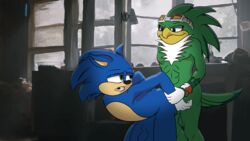 16:9 anal animated avian balls big_penis bob-jiggles genitals headgear hi_res huge_cock hyper hyper_genitalia hyper_penis jet_the_hawk male male/male mammal penis short_playtime sonic_(series) sonic_riders sonic_the_hedgehog sonic_the_hedgehog_(series)