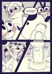 anthro canid canine canis comic english_text garfield_(series) garfield_the_cat genitals hi_res humanoid_genitalia humanoid_penis male male/male mammal odie oral penile penis sex sunnyhoneybone text