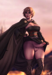 1futa balls balls_under_clothes big_breasts bottomless_skirt breasts cleavage dark_souls dark_souls_2 dickgirl dunia emerald_herald erection erection_under_clothes erection_under_skirt fromsoftware futa_only futanari intersex large_breasts looking_at_viewer penis penis_out penis_under_clothes penis_under_skirt personalami skirt skirt_lift solo testicles world_of_warcraft