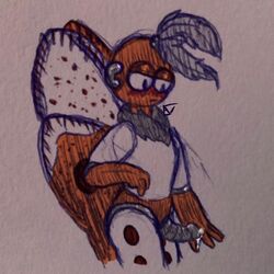 antennae cum cut_man male male_only mega_man mega_man(classic) moth nyfcinq orange_skin robot sketch solo solo_focus straight_hair wings