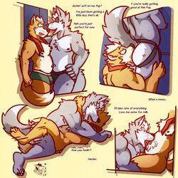 1:1 anal belly belly_licking bodily_fluids canid canine canis clothing comic cum cum_in_mouth cum_inside drinking drinking_cum english_text eye_patch eyewear fox fox_mccloud genital_fluids hi_res jockstrap licking_cum lying male male/male male_only mammal missionary_position neckerchief nintendo on_back oral rimming sex star_fox text underwear ventkazemaru video_games whiskers wolf wolf_o'donnell