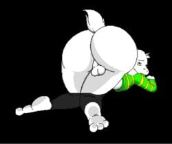 1boy anthro asriel_dreemurr ass backsack balls barefoot big_ass boss_monster caprine femboy feminine_male furry goat green_eyes huge_ass looking_back male_only nobody147 pants_down presenting_hindquarters scut_tail sweater thick_thighs undertale undertale_(series) white_fur wide_hips