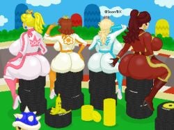 4girls ass ass_chart ass_focus blonde_hair brown_hair female female_focus female_only hi_res large_ass light-skinned_female light_skin mario_(series) mario_kart_world nintendo official_alternate_costume pauline pauline_(aero) pixel_art princess_daisy princess_daisy_(aero) princess_peach princess_peach_(aero) princess_rosalina princess_rosalina_(aero) snorrtrx thick_thighs thighs
