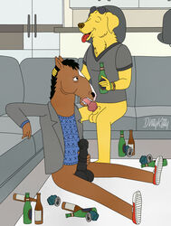 2020 2boys alcohol animal_genitalia animal_penis anthro anthro_only balls beer beverage bird_dog bojack_horseman bojack_horseman_(character) canid canine canis clothed clothing detailed_background digital_media_(artwork) dirtykitty domestic_dog drunk duo equid equine erection eyewear fingers fur gay genitals hair hi_res horse hunting_dog labrador male male/male male_only mammal masturbation mr._peanutbutter open_mouth oral partially_clothed penetration penile penile_masturbation penis retriever sex smile substance_intoxication sunglasses tongue tongue_out yaoi yellow_body yellow_fur