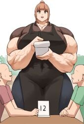 bartender bulky bulky_female female huge_breasts larger_female light-skinned_male light_skin musctonk muscular muscular_arms muscular_boobs muscular_female muscular_legs muscular_thighs pecs