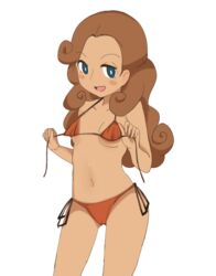 blue_eyes brown_hair curly_hair cute female female_only katrielle_layton layton's_mystery_journey level-5 professor_layton seductive small_breasts swimsuit