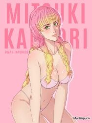 1girls 2d 2d_(artwork) 2d_artwork adult adult_female bare_arms bare_belly bare_chest bare_hands bare_hips bare_legs bare_midriff bare_navel bare_shoulders bare_skin bare_thighs belly belly_button big_breasts bikini bikini_bottom bikini_only bikini_top braid braided_hair braided_twintails braids breasts busty busty_female busty_girl cleavage closed_mouth_smile collarbone demon_slayer digital digital_art digital_drawing digital_drawing_(artwork) digital_media digital_media_(artwork) exposed_arms exposed_belly exposed_chest exposed_hips exposed_legs exposed_midriff exposed_navel exposed_shoulders exposed_skin exposed_thighs female female_focus female_only gradient_hair green-eyed_female green_eyes groin half_naked half_nude head_tilt high_resolution highres kanroji_mitsuri kimetsu_no_yaiba large_boobs large_breasts lean_figure light_smile long_hair looking_at_viewer martinpunk mature mature_female midriff mitsuri_kanroji mole mole_under_eye multicolored_hair naked naked_female naked_woman narrow_waist navel nude nude_female nudity pink-haired_female pink_background pink_hair pink_hair_female semi_nude shoulders simple_background slender_body slender_waist slim_waist smile smiley_face smiling smiling_at_viewer solo swimsuit swimwear thighs thong tilted_head twin_braids upper_body white_bikini white_bikini_bottom white_bikini_top white_swimsuit white_swimwear wide_hips yellow-haired_female yellow_hair