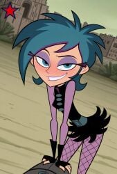 accurate_art_style ai_generated blue_hair deviantart female fishnets lacey_shadows makerdeviant the_modifyers