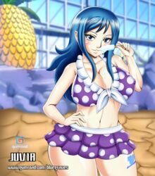 big_breasts bikini bikini_bottom bikini_top blue_hair bluegraves breasts busty censored curvy fairy_tail female female_only food huge_breasts ice_cream juvia_lockser large_breasts legs looking_at_viewer revealing_clothing seductive sexually_suggestive short_skirt skirt smile tank_top thick thick_thighs thighs voluptuous wide_hips