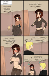 changing_room coco_adel comic female jaune_arc male rwby sunglasses tagme tinted_eyewear zronku