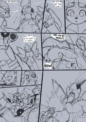 anthro bruhman33 clothing dismemberment duo eeveelution english_text espeon female generation_1_pokemon generation_2_pokemon gore group hi_res infiltration male nintendo nude pokemon pokemon_(species) scyther text umbreon vaporeon weapon