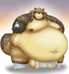 anthro asian_clothing balls belly big_balls blush brown_body brown_fur burenai candy canid canine chocolate clothing east_asian_clothing food fundoshi fur furry genitals gyobu hi_res holidays humanoid_hands japanese_clothing kemono male male_only mammal moobs navel nipples obese overweight overweight_male raccoon_dog scar simple_background solo solo_male tanuki tattoo tokyo_afterschool_summoners underwear valentine's_day video_games