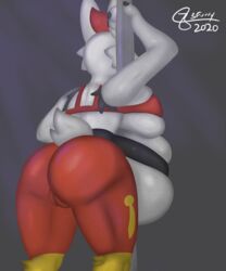 1girls 2020 anthro anthrofied ass back belly big_ass big_belly big_breasts bottomless bra breasts cameltoe cinderace clothed clothing dated female furry heart-shaped_pupils hi_res huge_ass huge_belly huge_breasts j5furry looking_away nintendo overweight overweight_female pokémon_(species) pokemon pokemon_ss pole scut_tail sideboob simple_background solo tail text thick_thighs underboob video_games watermark wide_hips